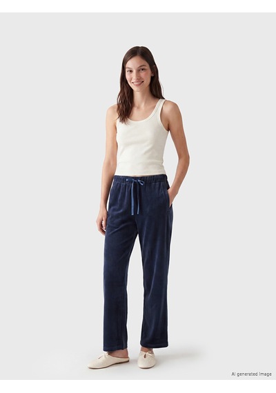 Lcw Dream Lacivert Beli Lastikli Kadife Kadın Pijama Alt