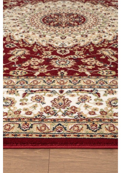 Cotto Home Fesane Fn001j Bordo Pamuk Taban Klasik Çerçeve Desenli Göbekli Salon Oturma Odası Halısı