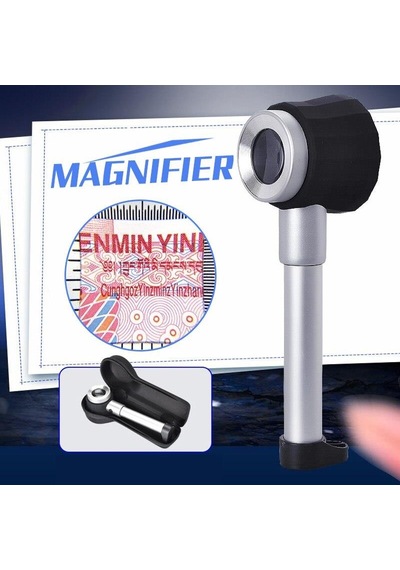 10X Optik Ölçekli Metal El Büyüteç Cam Lens 3 Led Işıklı Fermuarl N11.835