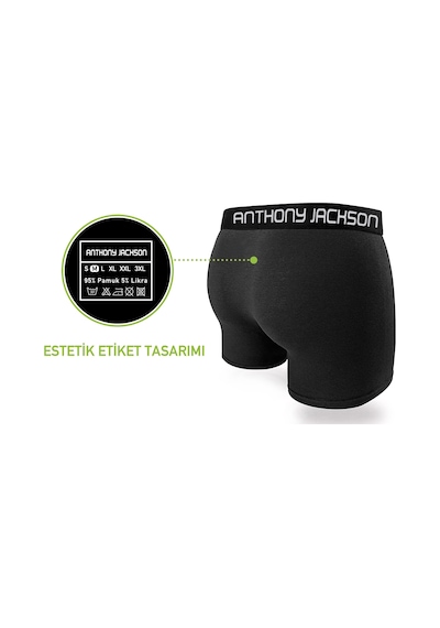 Anthony Jackson Douglas Likralı Premium Erkek Boxer 6'lı Kutu - Siyah