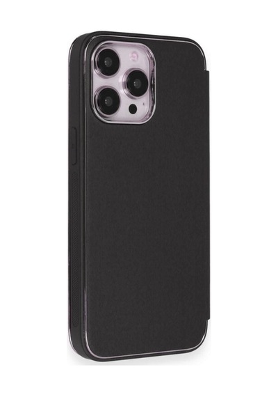 Apple Uyumlu iPhone 12 Pro Kapaklı Kılıf Parmak Izi Bırakmaz Dışı Deri Içi Süet Tasarım Siyah