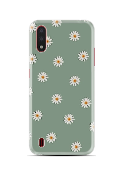 Samsung Samsung Galaxy Uyumlu A01 Kılıf Boutique Baskılı Resimli Yeşil Papatyalar Pcode -041