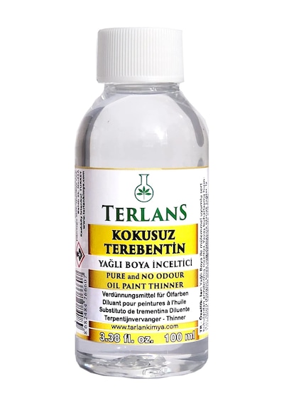 Terlans Yağlı Boya Seti Yardımcı Malzemeler 3x100ml Boya Fırça Temizleyici - Kokusuz Terebentin - Keten Yağı
