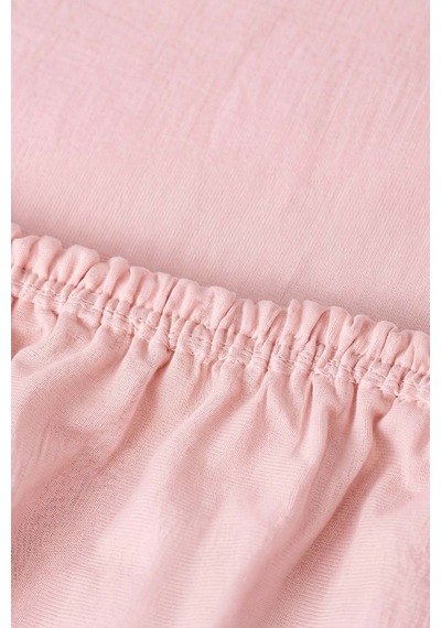 Soft Pembe %100 Pamuklu Çift Kişilik Lastikli Çarşaf Takımı - 3 Parça