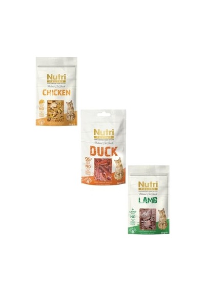 Nutri Feline Mix Kedi Ödül Maması 3x50g Peynirli Tavuk,%95 Ördek, Kuzulu