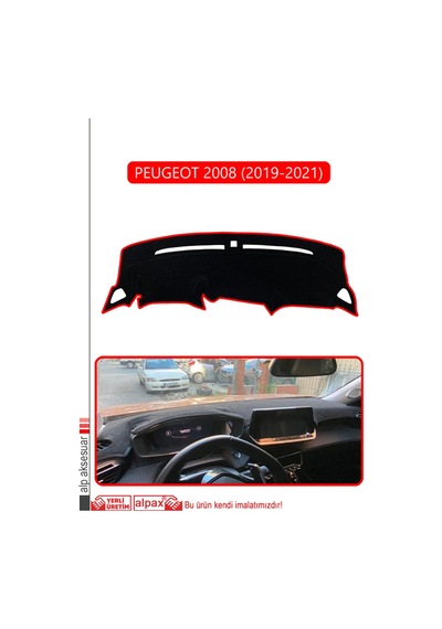 Peugeot 2008 2019-2021 Torpido Koruma Halısı Kırmızı Kenar
