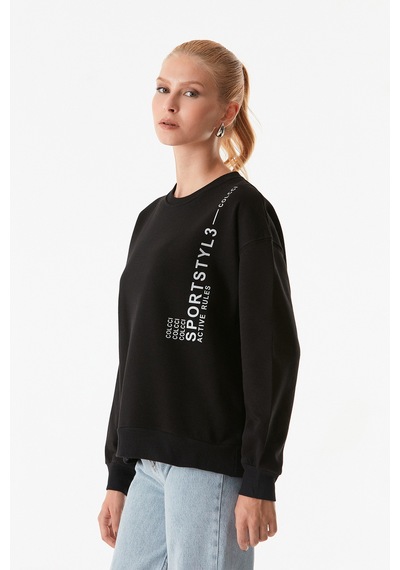 Fullamoda Yazı Baskılı Bisiklet Yaka Sweatshirt 25kgb4430213732-siyah Siyah Fullamoda Yazı Baskılı Bisiklet Yaka Sweatshirt 25kgb4430213732-siyah Siyah