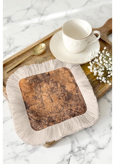 Barok Şıklık Saçaklı Dekor Peçetesi - Vintage Bahçe Romantik Krem Rustik Bardak Altlığı Mendil Metalik Grili Leylak Barok Şıklık Saçaklı Dekor Peçetesi - Vintage Bahçe Romantik Krem Rustik Bardak Altlığı Mendil Metalik Grili Leylak