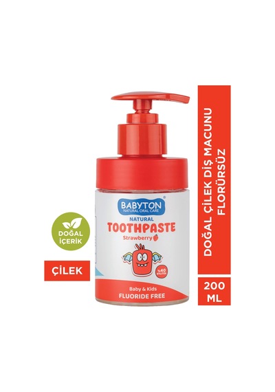 Doğal Çilekli Diş Macunu Florürsüz Pompalı 200 Ml Temel Bakım
