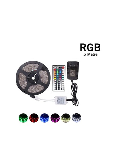 5 Metre Rgb Şerit Led Seti-iç Ve Dış Mekan Silikonlu-tak Çalıştır 4915 Çok Renkli
