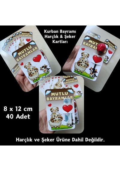Kurban Bayramı Temalı Harçlık / Şeker Kartı 40 Adet 7