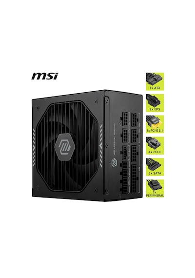 Psu Mag A1200pls Pcıe5 1200w 80+ Platınıum Atx 3.1 Pcıe 5.1 12v-2x6 Power Supply
