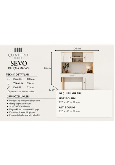 Sevo Kitaplıklı Çalışma Masası 120