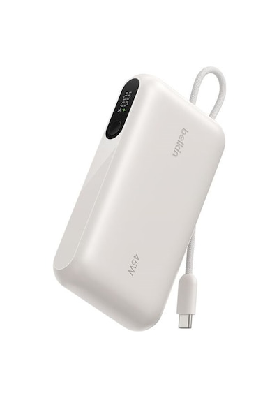 Belkin Bpb029hqsa Ultracharge 10000mah 45w Dahili Usb-c Kablolu Dijital Göstergeli Powerbank - Kum Rengi Siyah