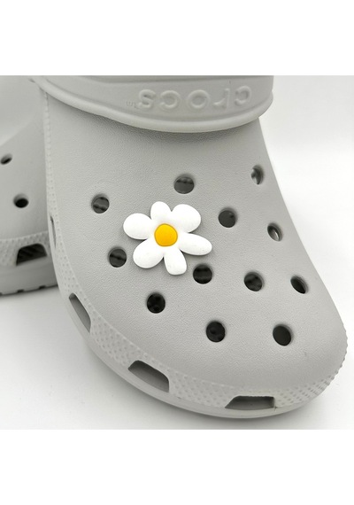 Crocs Terlik Süsü Ve Aksesuarı , Çanta Süsü Jibbitz 3d Çiçek 01 Logo Aksesuar Beyaz-Sarı