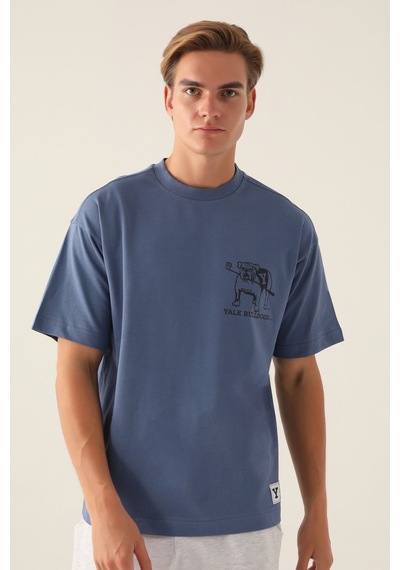 Yale Buldogs İndigo Erkek T-shirt 5274-42827 Mavi