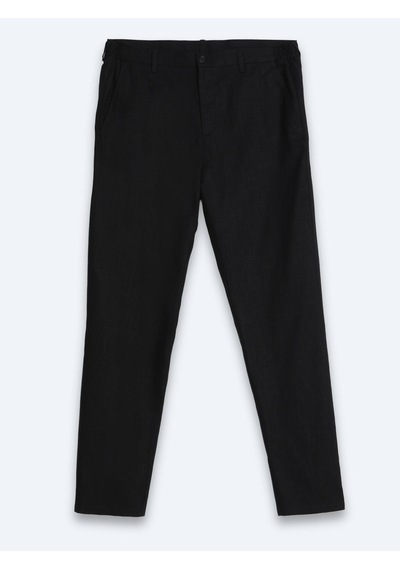 Kip Siyah Dokuma Relaxed Fit Casual Pamuk Karışımlı Pantolon