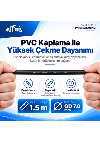 Alfais 6059 Hdmi Tv Lcd Monitör Erkek Kablosu 1.5 Metre High Speed Altın Uçlu Bağlantı Kablo