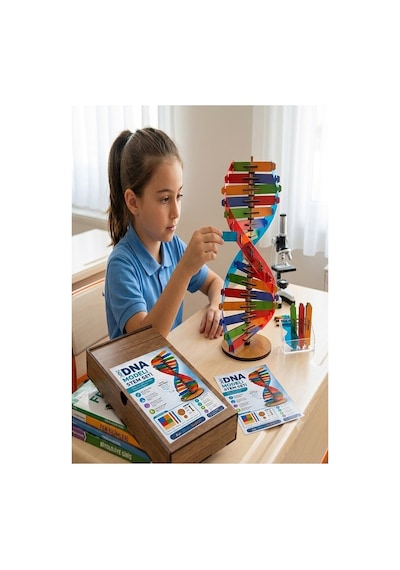 Dna Modeli 1 Paket Ahşap Dna Yapım Seti Dna Sarmalı Deney Yapım Seti Okul Materyali Fen Bilimleri