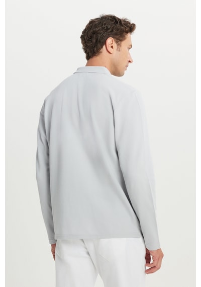 Ac&Co / Altınyıldız Classics Erkek Grı %100 Pamuk Standart Fit Normal Kesim Polo Yaka Sweatshirt Gri