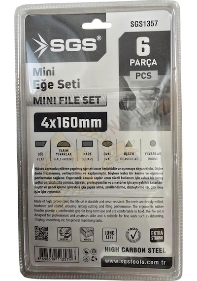 Sgs Saplı Mini Eğe Seti Ahşap Ve Metal 4 X 160 Mm. - 6 Farklı Parça