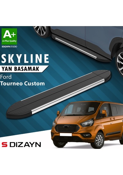 S-dizayn Ford Tourneo Custom Kısa Şase Skyline Krom Yan Basamak 203 Cm 2012-2023 A+ Kalite