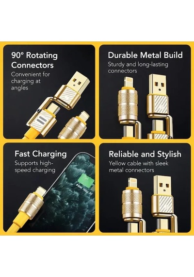 4in1 Hızlı Şarj Ve Data Kablosu Type-c / Lightning / Micro Usb Pl