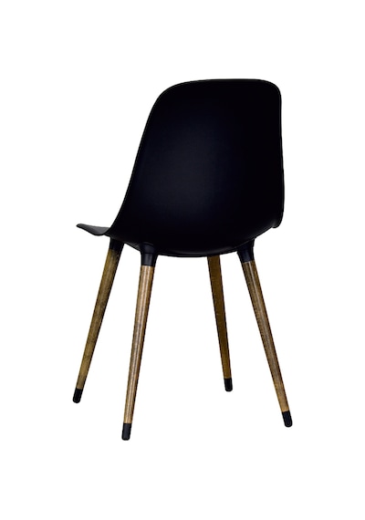 Vilinze Eames Kestane Ahşap Ayak Plastik Siyah Sandalye Eames-beyaz Siyah - Kestane