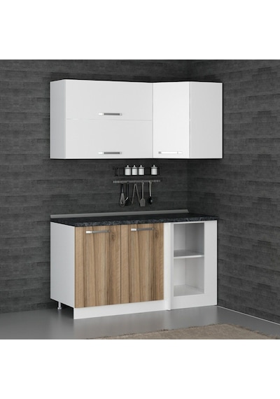 Minar 150cm Köşe Mutfak Dolabı - Beyaz/dore K150-d2
