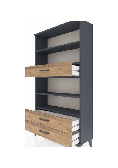Arges Dolap 4 Raflı 3 Çekmeceli 88x30x163 Antrasit-çam Antrasit