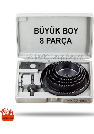 Aletçantam Matkap Ahşap Panç Seti Sunta Delik Açma Takımı Büyük Boy 8 Parça 64 - 127 MM Arası 5 Testere