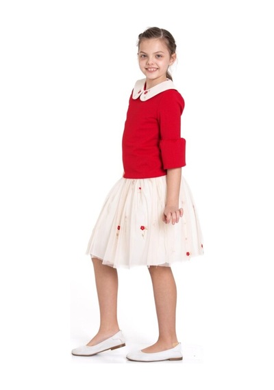 Xo Kids Kız Çocuk Kısa Kol Elbise 3-12 Yaş 3955-1 Kırmızı