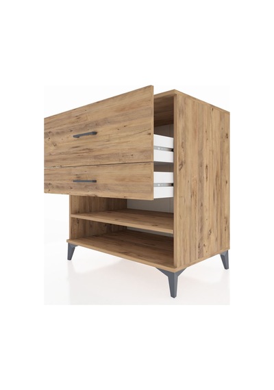 Kronos Şifonyer Tek Raflı 2 Çekmeceli 88x59x96 Çam-çam Çam