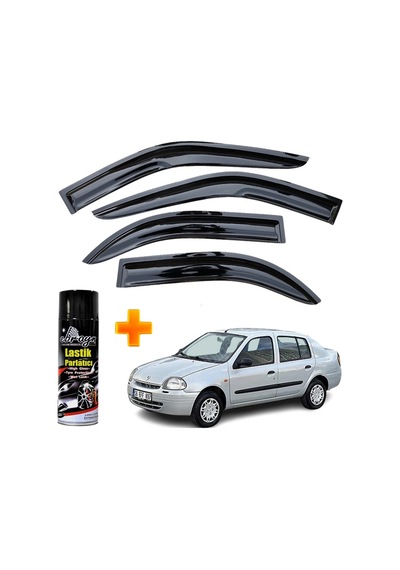 Renault Clio 2 Mügen Cam Rüzgarlığı Sedan 1999-2008 Arası 4 Lü Takım +500ml Lastik Parlatıcı