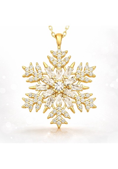 Gümüş Gold Kar Tanesi Kolye - Renk: Gümüş