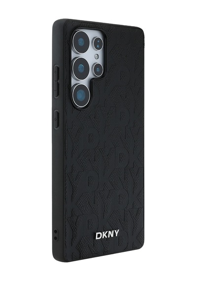 Galaxy Uyumlu S25 Ultra Kılıf Dkny Lisanslı Magnetik Pu Deri Grid Pattern Kapak Siyah