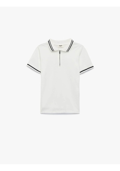 Koton Fermuar Detaylı Ekru Erkek Çocuk T-shirt 6skb10036tk Ekru