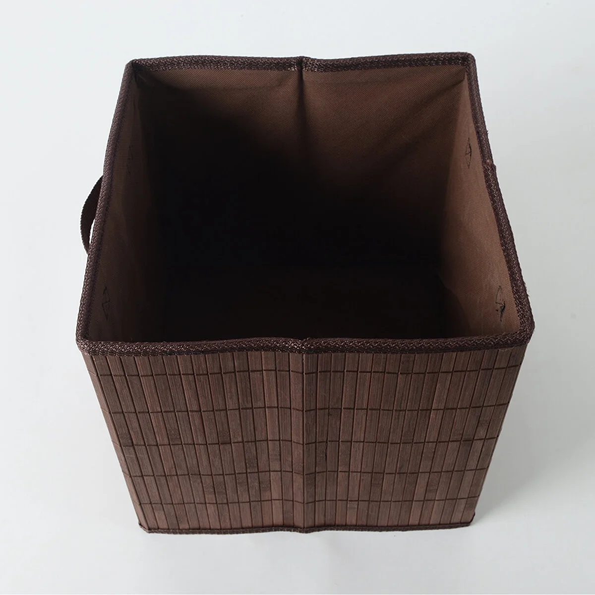 Bambu Hasır Sepet 30x30x30 Cm Kare Dekoratif Düzenleyici Saklama Sepeti Kahverengi