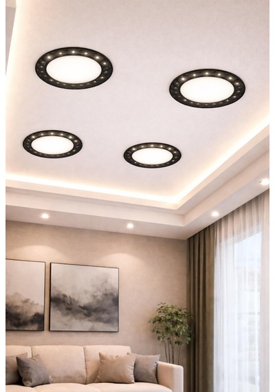 36 Watt, 3 Modlu Delik Çapı Ayarlanabilir 4000k Ilık Beyaz Işık Modern Tasarım Sıvaaltı Led Armatür Siyah - Beyaz