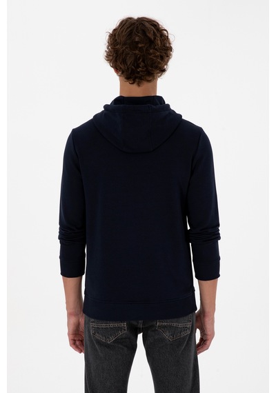 U.S. Polo Assn. Erkek Regular Fit Kapüşonlu Lacivert Basic Sweatshirt 50315663-VR033