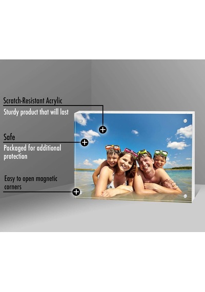 6x8 Akrilik Resim Çerçevesi, Manyetik Köşeli Şeffaf Fotoğraf Çerçevesi, Masa Üstü, Mikrofiber Kumaş Dahil