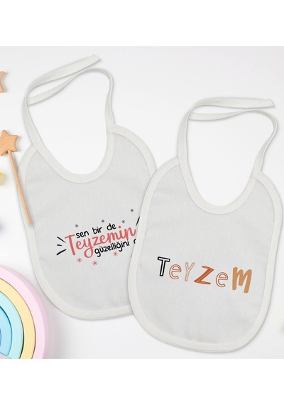 BK Kids Teyze Tasarımlı 2’li Beyaz Mama Önlüğü-3 Beyaz