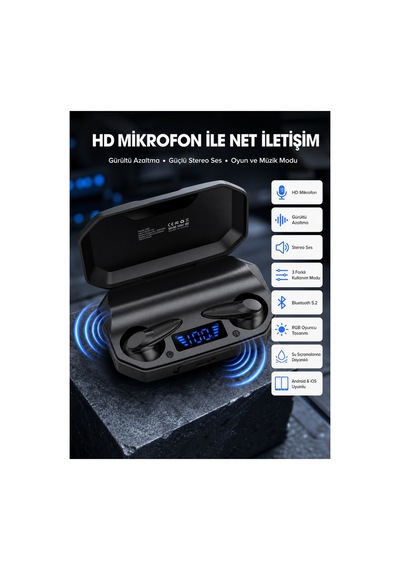 Siyah Profesyonel Kulaklık Hd Mikrofonlu Çağrı Cevaplayabilen Renk