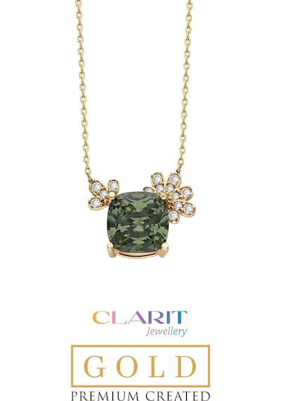Created Tourmaline Taşlı Clarit Serisi 14 Ayar Sarı Altın Kolye