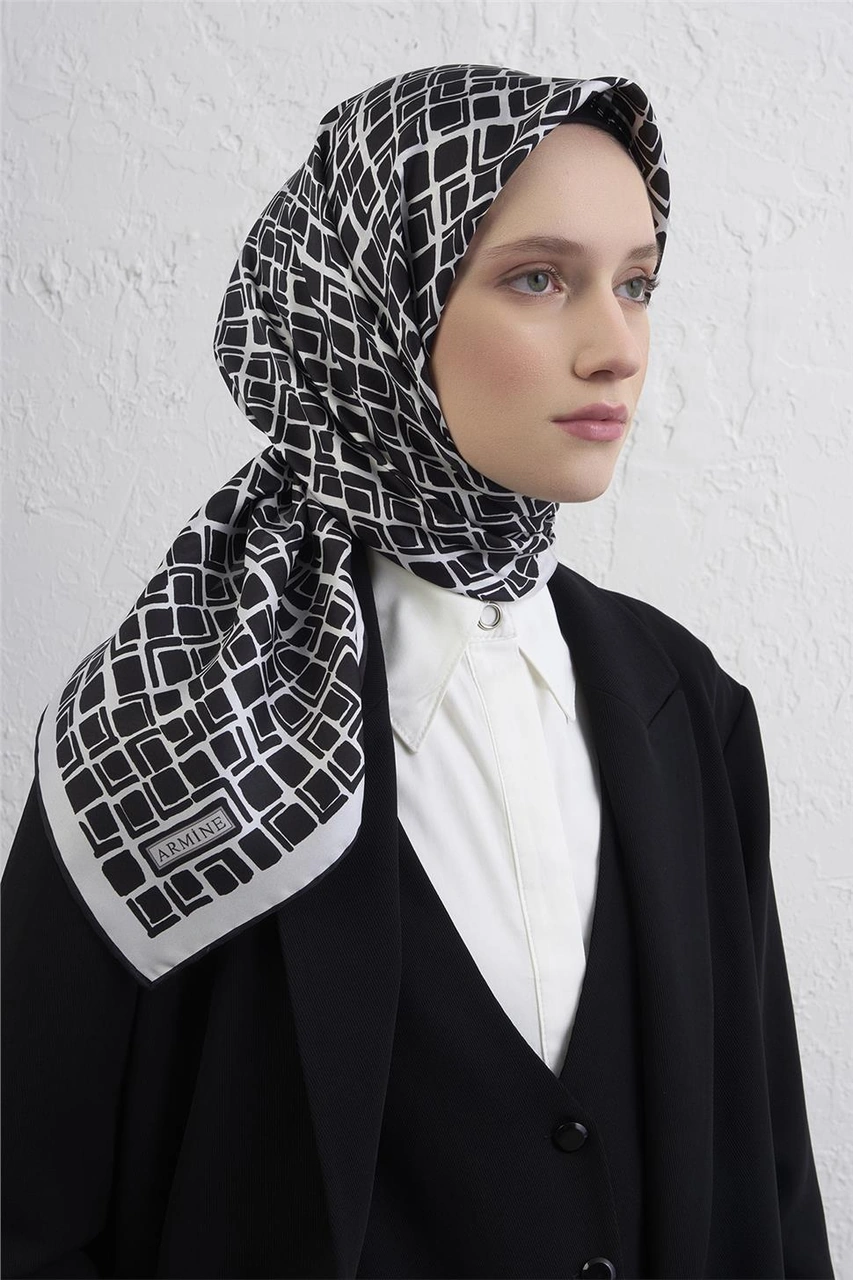 Armine Saf İpek Sura Eşarp 9438d 59 Siyah