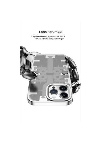 Durukar Apple iPhone Uyumlu 13 Pro Kılıf Mekanik Bumper Kapak - Gümüş