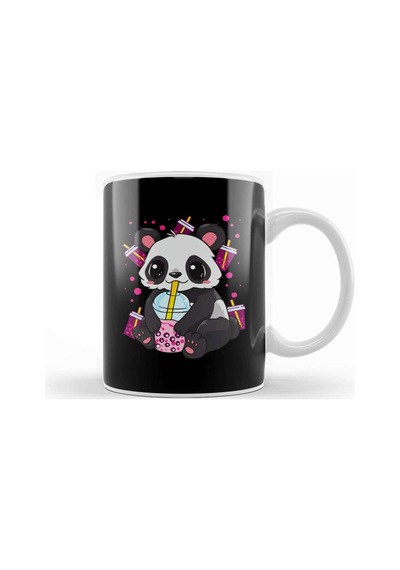 Boba Bubble Tea Panda Drinking Boba Kupa Bardak Porselen Karışık