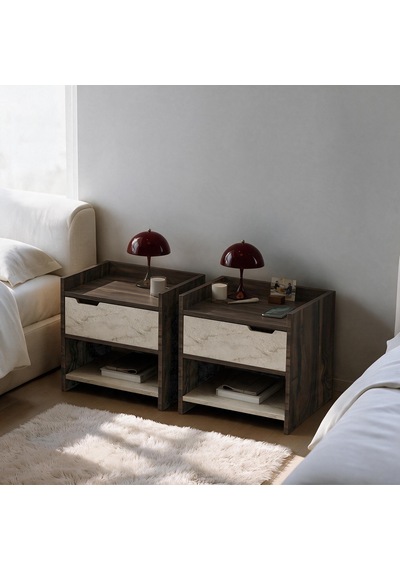 İnarch Dizayn Nero Komodin Sağ Ve Sol Modül Set Tek Çekmeceli Modern Tasarım Traverten/ceviz İnarch Dizayn Nero Komodin Sağ Ve Sol Modül Set Tek Çekmeceli Modern Tasarım Traverten/ceviz