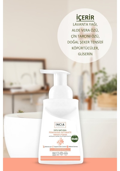 INCIA %100 Doğal İntim Yıkama Köpüğü pH 3.8 Beyazlatma Etkili ve Koku Önleyici Vegan 200 ML