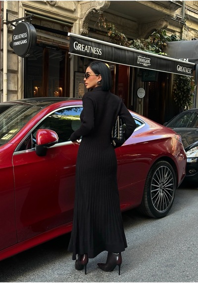Meecy Uzun Triko Elbise Siyah&black Siyah&black